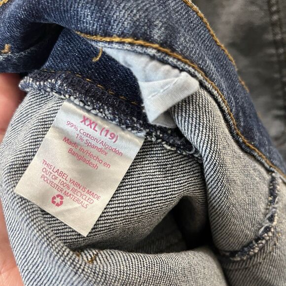 No Boundaries Shortall Womens XXL Blue Denim Bib Overalls Shorts Cuffed Hem - Picture 7 of 8